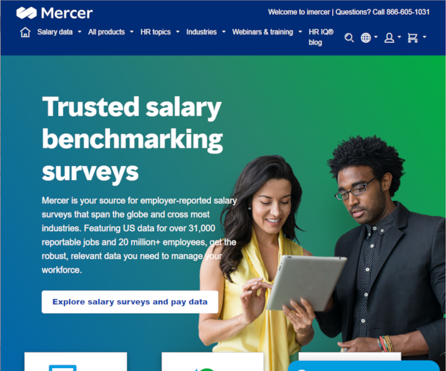 screenshot of iMercer catalog